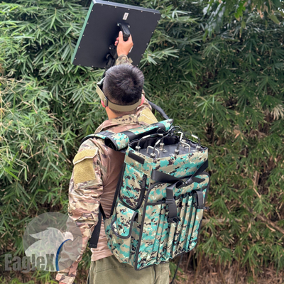 Camouflage Backpack Drone Jammer 6 Band 2.4G 5.8G 433M 900M 1.2G 1.5G 2.5KM Range