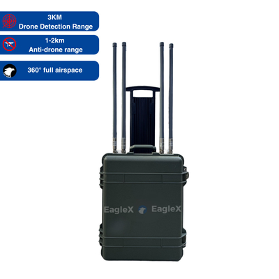 Portable Movable Drone Jammer With Detector 3km Detection And 2km Jamming System Anti FPV Drone