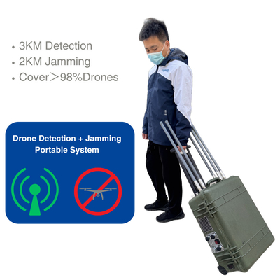 LZ335 Portable Drone 3km Detection And 2km Jamming System FPV Drone Jammer Integrated