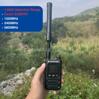 1.5-2KM Handheld FPV Drone detector Detection 800～1500MHz、2400～2485MHz、5725～5850MHz