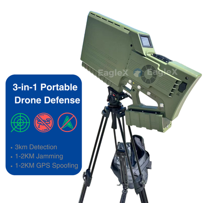 Handheld GPS Spoofing Drone Jammer with Detection&Jamming, 3-in-1 Portable Drone Defense Device Portable FPV Drone Jammer