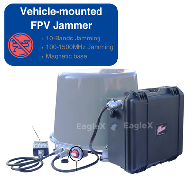100MHz-1500MHz Vehicle-Mounted Car Use FPV Drone Jammer Countermeasure Equipment with Magnetic base