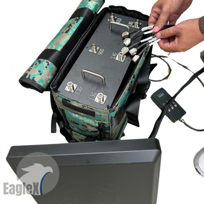 Camouflage Backpack Drone Jammer 6 Band 2.4G 5.8G 433M 900M 1.2G 1.5G 2.5KM Range 0