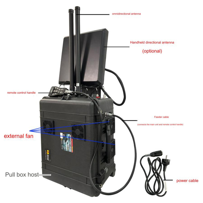 3000M Distance Trolley Portable Anti Drone Jammer 3 Kilometers Drone Signal Jamming 0
