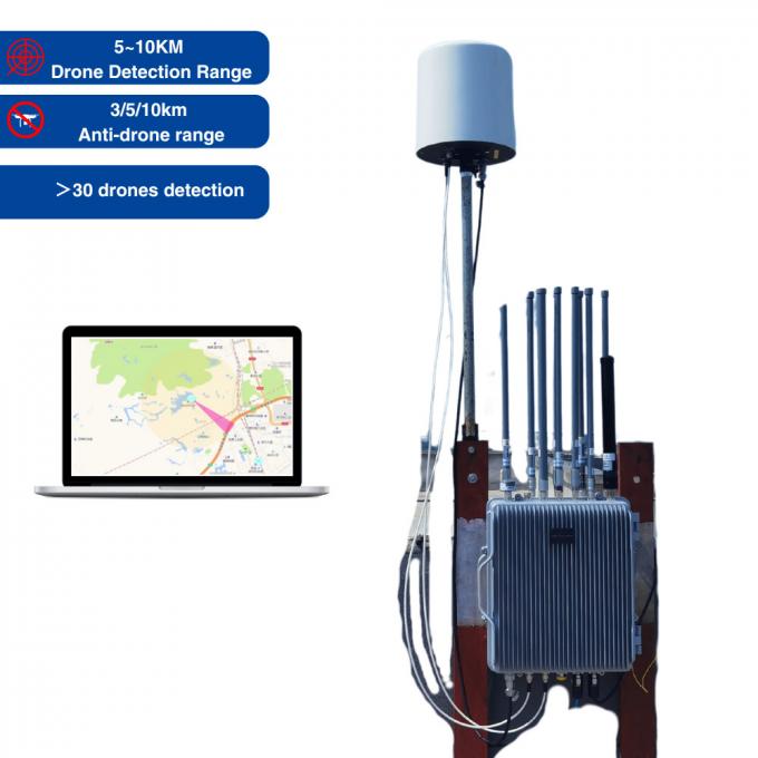 2.4 GHz, 5.8 GHz Attack Drone Jammer Fixed Outdoor Fpv Jamming Detection All In One With Drone Command Control Syestem 1